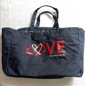 Victoria's Secret Black Tote Bag with Red Accents